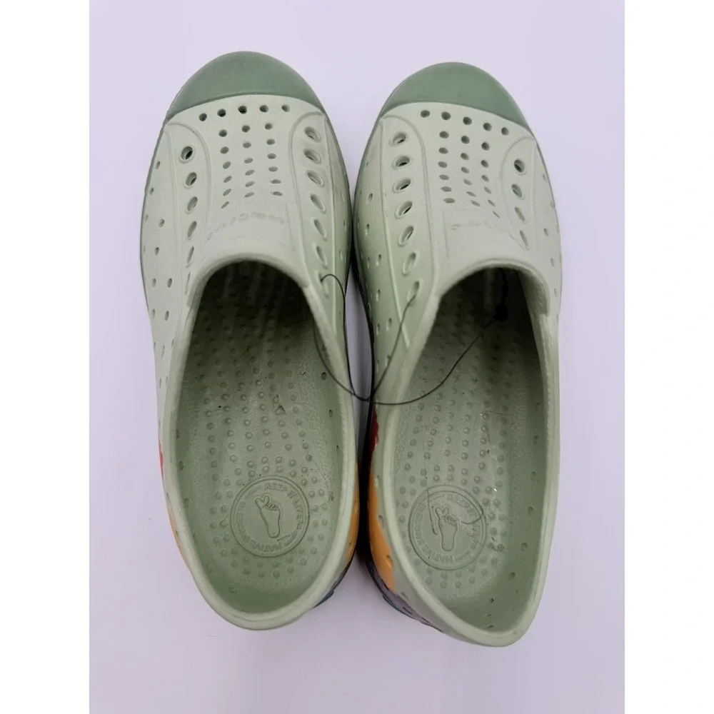 Native Youth Jefferson Slip On Shoes J1 Sage Green Mountain Perforated Kids